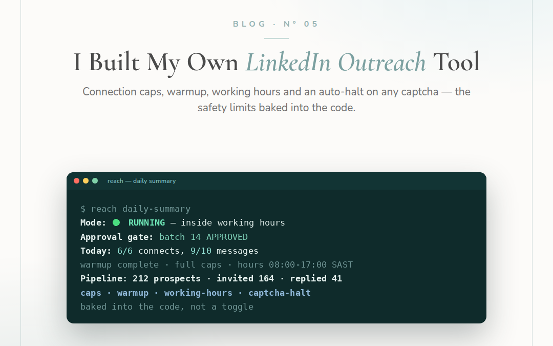 I Built My Own LinkedIn Outreach Tool Instead of Paying for One
